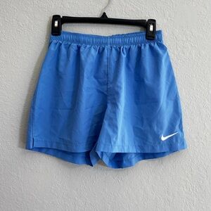 Nike Women's Sky Blue Running Shorts with White Swoosh